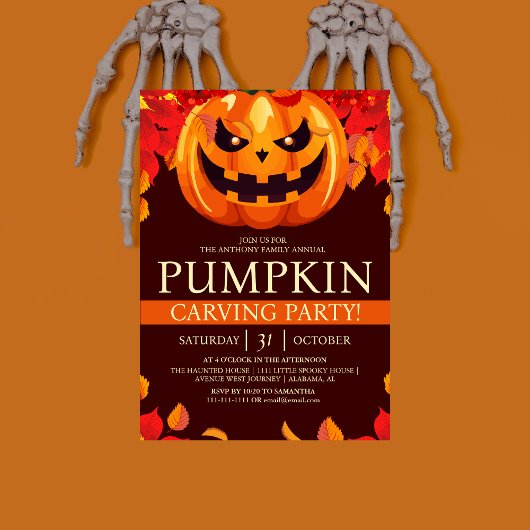 Eenvoudige herfst pompoensnijfeest Halloween griez Kaart