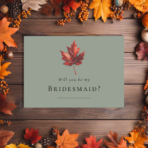 Eenvoudige Herfst Sage Groen Bruiloft Bruidsmeisje Kaart
