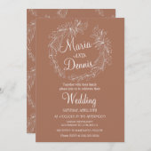 Eenvoudige Herfst Terracotta Greenery Line Wreath Kaart (Voorkant / Achterkant)