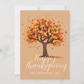 Eenvoudige Herfst Trees Happy Thanksgiving Familie Feestdagenkaart (Voorkant)