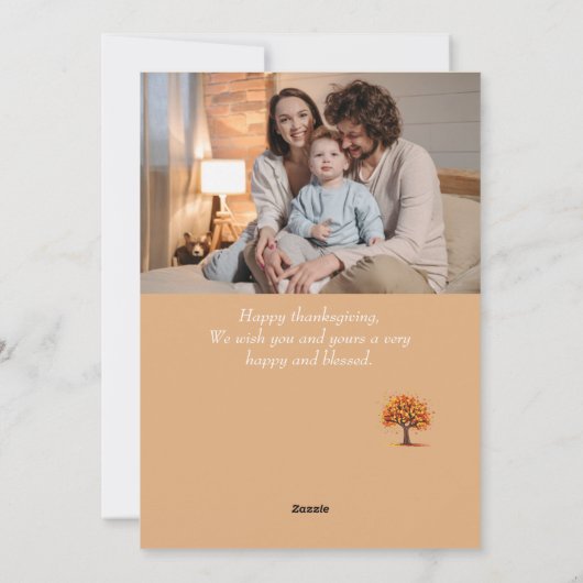 Eenvoudige Herfst Trees Happy Thanksgiving Familie Feestdagenkaart (Achterkant)