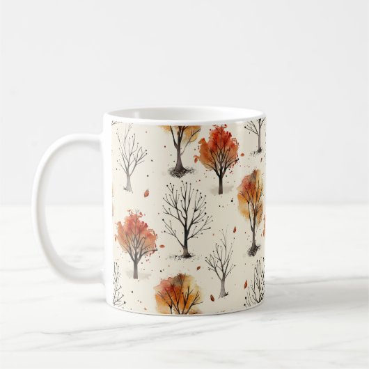 Eenvoudige Herfst Trees Print Herfst Esthetisch Koffiemok (Links)