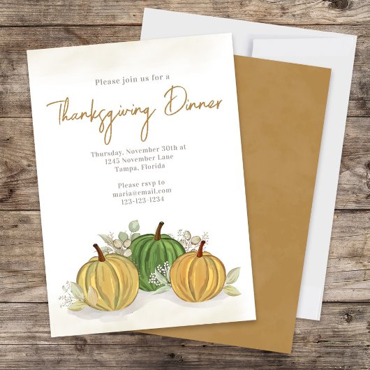 Eenvoudige herfst Waterverf bladeren pompoen kaleb Kaart