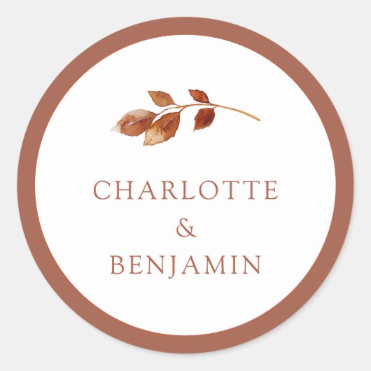 Eenvoudige herfst Wedding Sticker (Voorkant)