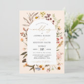 Eenvoudige Herfst Wildflower Boho Tuin Boog Bruilo Kaart (Staand voorkant)