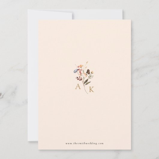 Eenvoudige Herfst Wildflower Boho Tuin Boog Bruilo Kaart (Achterkant)