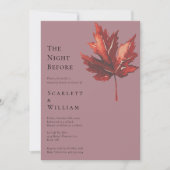 Eenvoudige Herfstblad Mauve Bruiloft De Nacht Voor Kaart (Voorkant)