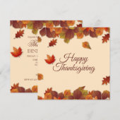 Eenvoudige herfstbladeren Thanksgiving | Uitnodigi Kaart (Voorkant / Achterkant)