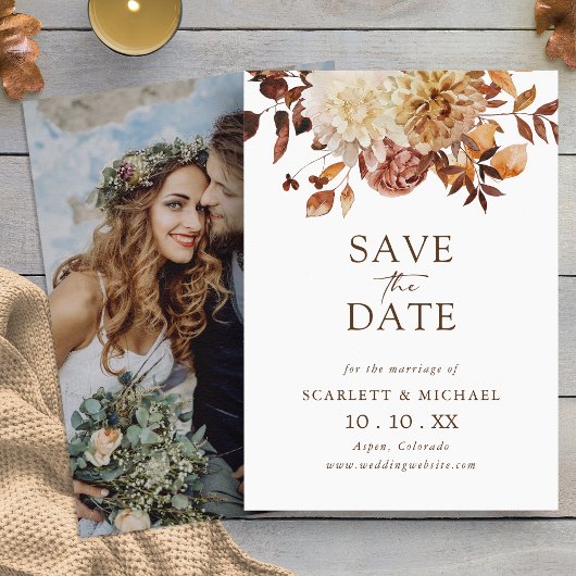 Eenvoudige herfstfoto save the date