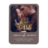 Eenvoudige herfstfoto save the date magneet (Verticaal)