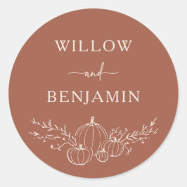 Eenvoudige herfsttrouwsticker ronde sticker