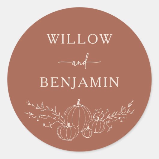 Eenvoudige herfsttrouwsticker ronde sticker (Voorkant)