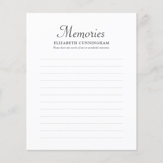 Eenvoudige herinneringen Foto Funeral Attendance K (Voorkant)