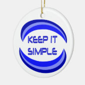 Eenvoudige herstelslogan-offerte in blauw houden keramisch ornament (Links)