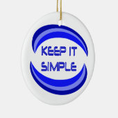 Eenvoudige herstelslogan-offerte in blauw houden keramisch ornament (Rechts)