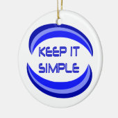 Eenvoudige herstelslogan-offerte in blauw houden keramisch ornament (Links)