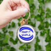 Eenvoudige herstelslogan-offerte in blauw houden sleutelhanger (Hand)