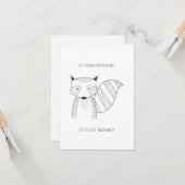 Eenvoudige 'Het is jouw verjaardag' Raccoon Kaart (Voorkant / Achterkant in situ)