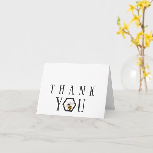 Eenvoudige hexagon Shape Honey Bee Hartelijk dank Kaart (Gele Bloem)