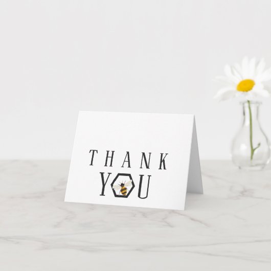 Eenvoudige hexagon Shape Honey Bee Hartelijk dank Kaart (Kleine Plant)