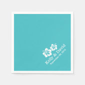 Eenvoudige Hibiscus bloemen Turquoise bruiloft Servet (Voorkant)