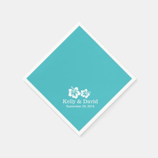 Eenvoudige Hibiscus bloemen Turquoise bruiloft Servet (Hoek)