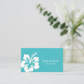 Eenvoudige Hibiscus Turquoise bruiloft website Inv Informatiekaartje (Staand voorkant)