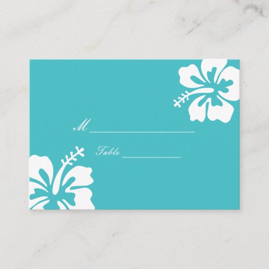 Eenvoudige Hibiscus Turquoise Wedding Place Card Plaatskaartje (Voorkant)