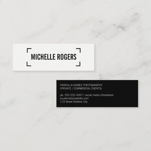 Eenvoudige / Hoekaccenten (Zwart) Mini Visitekaartje (Voorkant / Achterkant)