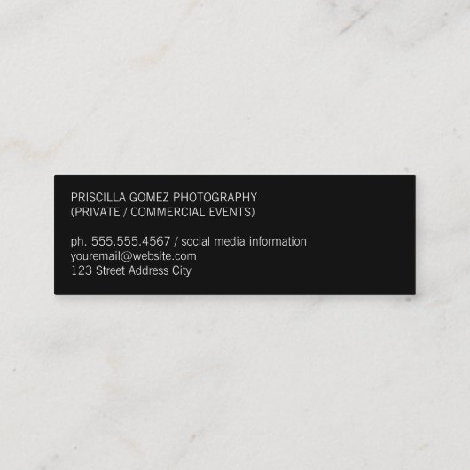 Eenvoudige / Hoekaccenten (Zwart) Mini Visitekaartje (Achterkant)