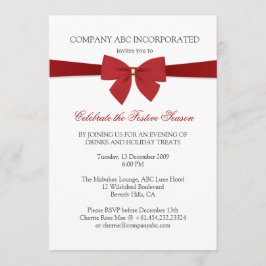 Eenvoudige Holiday Red Ribbon Corporate Party Kaart