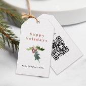 Eenvoudige Holly Berries QR code Corporate Holiday Cadeaulabel