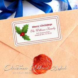 Eenvoudige Holly Berries Waterverf Kerstmis Adres Etiket