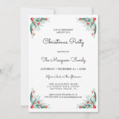 Eenvoudige Holly Berry Ivy Leaves Kerstparty Kaart (Voorkant)