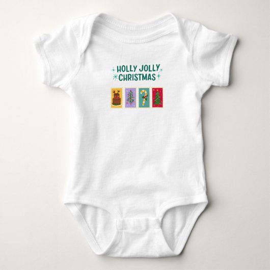 Eenvoudige Holly Jolly Holiday Christmas Baby-Shir Romper (Voorkant)