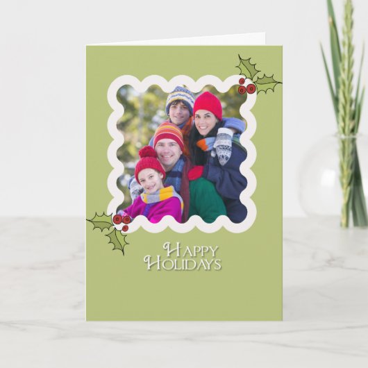 EENVOUDIGE HOLLY KERST KAART 5x7 Sjabloon (Voorkant)
