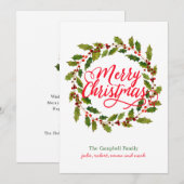 Eenvoudige Holly Wreath Modern Feestdagenkaart (Voorkant / Achterkant)