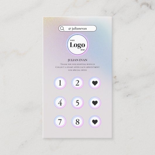 Eenvoudige Holografische Pastel Instagram Loyalite Visitekaartje (Voorkant)