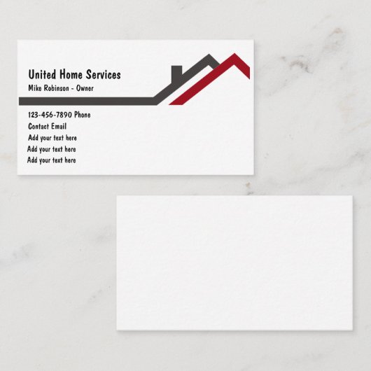Eenvoudige Home Services Bouw Visitekaartjes (Voorkant / Achterkant)