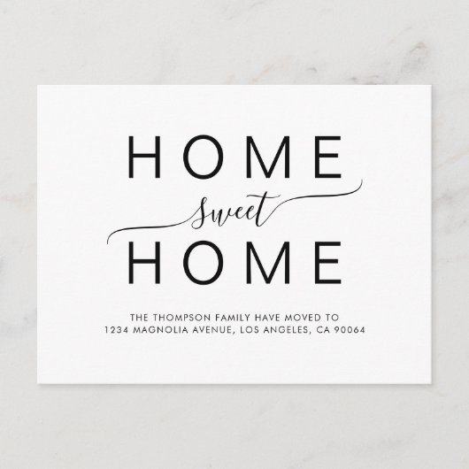 Eenvoudige Home Sweet Home Script Typografie Modus Aankondigingskaart (Voorkant)