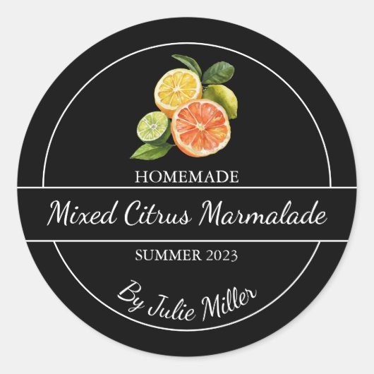 Eenvoudige Homemade gemengde citrus marmelade Labe Ronde Sticker (Voorkant)
