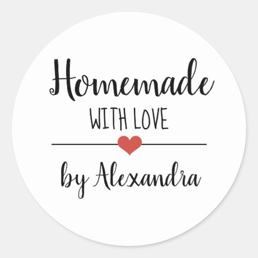 Eenvoudige Homemade met liefdeswitscript, aangepas Ronde Sticker (Voorkant)