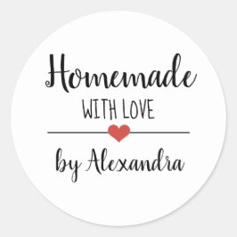 Eenvoudige Homemade met liefdeswitscript, aangepas Ronde Sticker