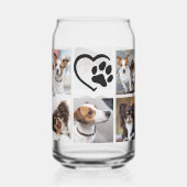 Eenvoudige Hond 10 Fotocollage Pawprint Hart Blikvorm Glas (Voorkant)