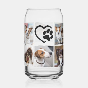 Eenvoudige Hond 10 Fotocollage Pawprint Hart Blikvorm Glas