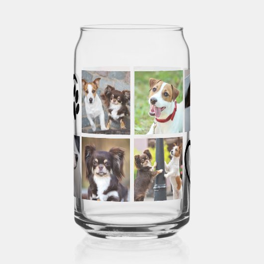 Eenvoudige Hond 10 Fotocollage Pawprint Hart Blikvorm Glas (Links)