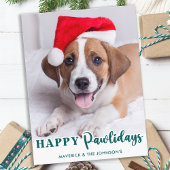 Eenvoudige hond gepersonaliseerde foto Happy Pawho Feestdagenkaart