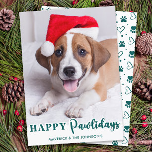 Eenvoudige hond gepersonaliseerde foto Happy Pawho Feestdagenkaart