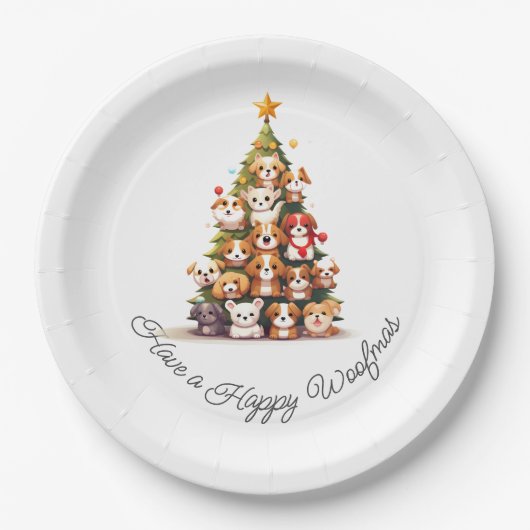 Eenvoudige hond kerst papieren bordje (Voorkant)