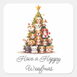 Eenvoudige hond kerst vierkante sticker